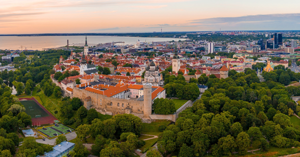 Aerial View of Old Town Tallinn, Estonia